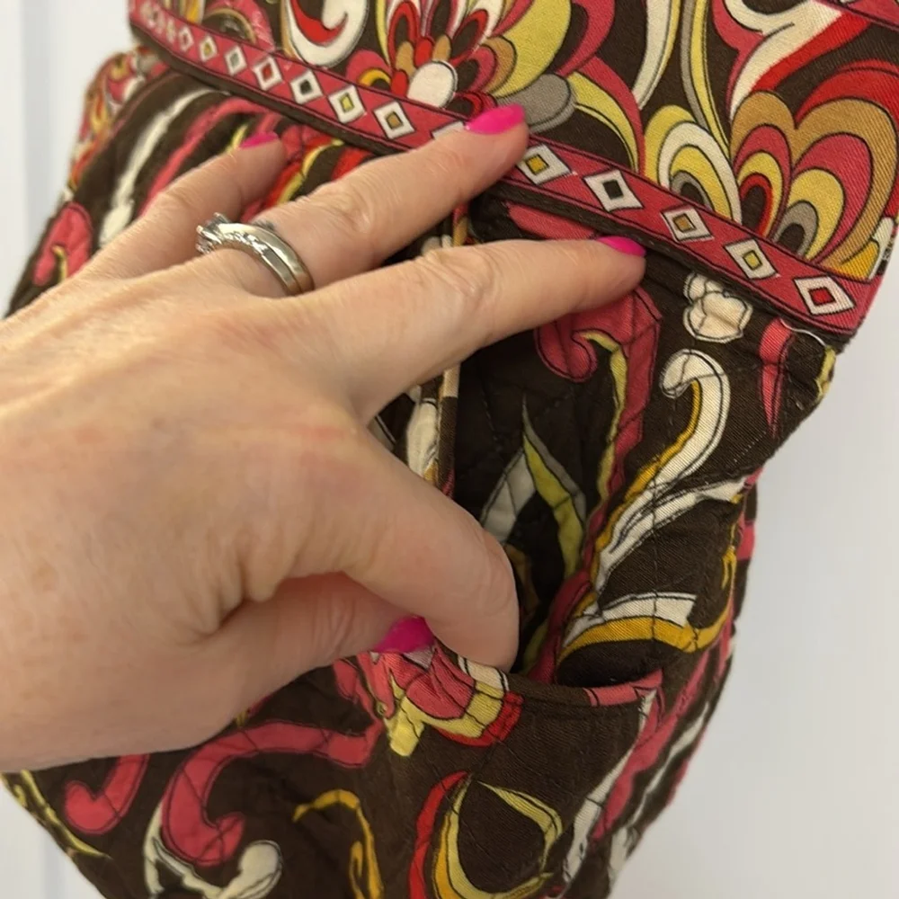 VERA BRADLEY PUCCINI (retired print) tote bag satchel multi pockets brown orange - Picture 9 of 17
